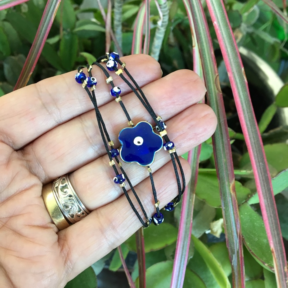 🧿 EVIL EYE 🧿 Flower & Beads Adjustable Bracelet